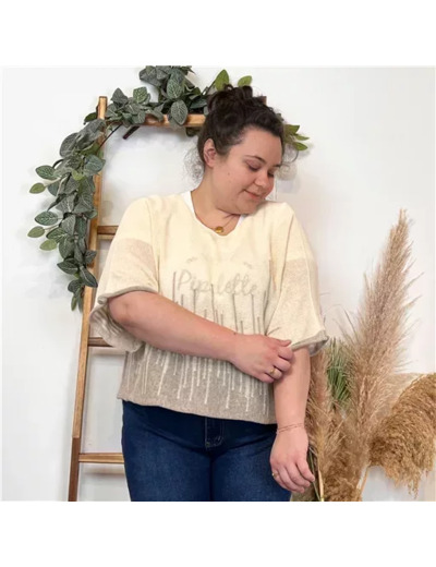K454- Pull imprimé (Tu) 🇮🇹 (beige)