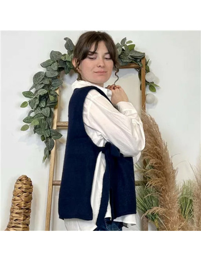 K031- Pull sans manches Noeuds (marine)