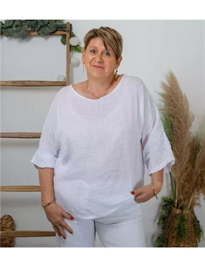K759- Tunique 100% coton (Tu) (blanc)