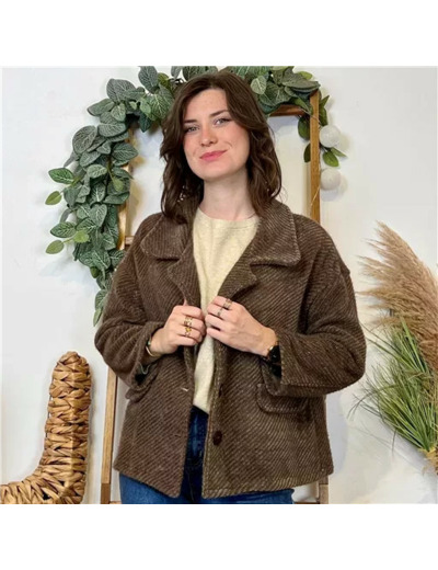 K054- Veste courte chevron (Tu) 🇮🇹 (marron)