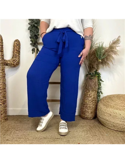 T543- Pantalon flou large (T42/44-T54/56) (bleu royal)