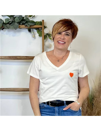 K232- T-shirt Coeur (T36-T40) 🤎 (orange)