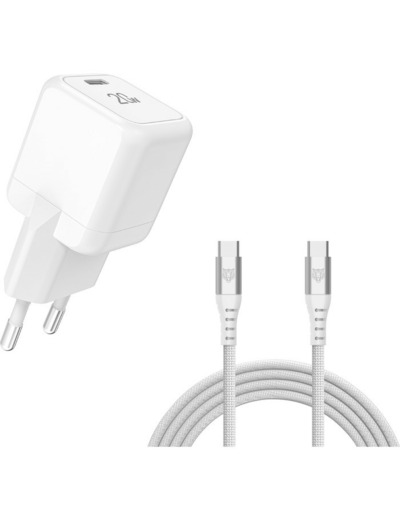 Tiger Lite - TIGER POWER LITE PACK CHARGEUR SECTEUR GAN 20W + CABLE USB-C BLANC