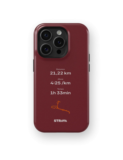 Mon Run Strava - Rouge Bordeaux | Coque 3D 2en1 Ultra-résistante