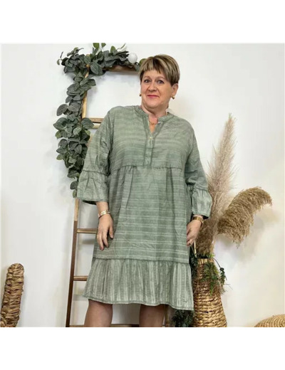 Z319- Robe coton délavé C'Mélodie (kaki)