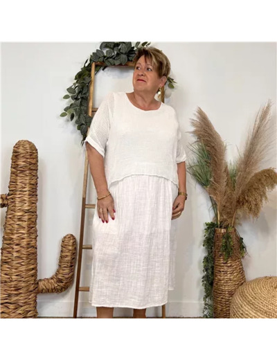 K194- Robe Crop-Top (Tu) (blanc)