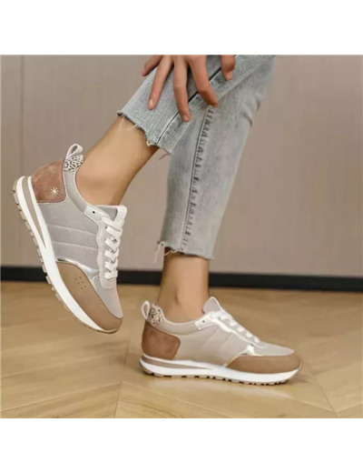 R402- Sneakers Moow tricolore (T36-T41) (camel)