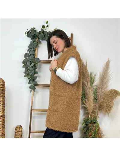 K673- Gilet sherpa (Tu) (camel)
