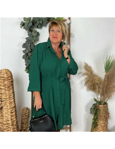 Z393- Christy Robe unie (T44-T52) (vert sapin)