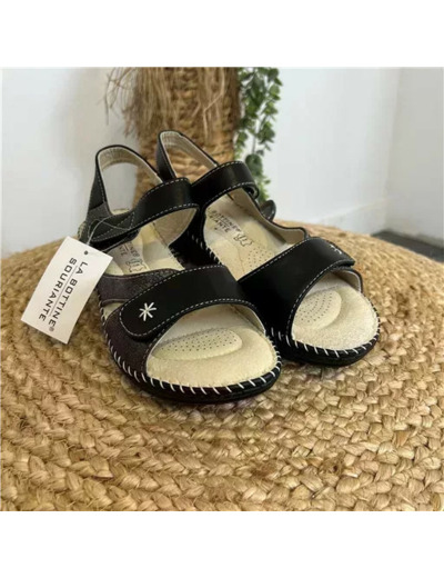R569- Sandale irrisée ouverture totale (noir)