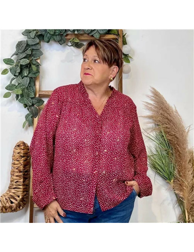 K070- Chemisier voilage By.one (T40-T48) (bordeaux)