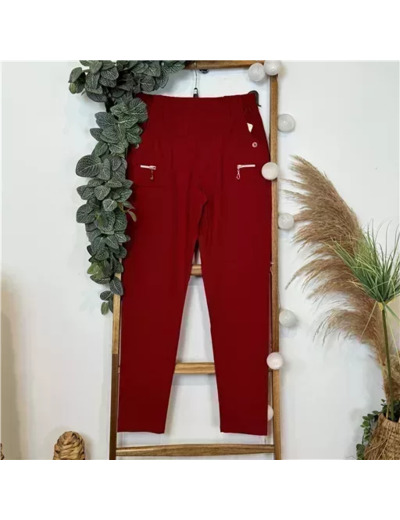 T580- Pantalon confort zips (T38-T52) (rouge)