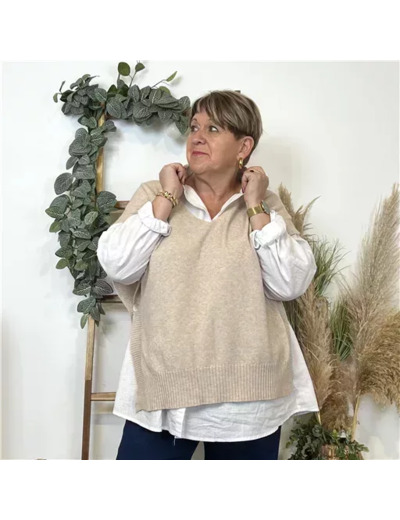 K550- Pull sans manche (Tu) (beige)