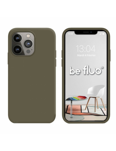 Coque Silicone Moxie BeFluo Fine et Légère pour iPhone 14 Pro, Intérieur Microfibre - Gris marron