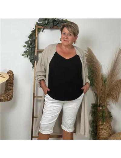Z305- Chemise Coton Curvy 🇮🇹 (beige)