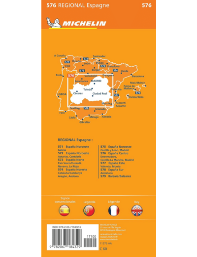 CARTE REGIONALE ESPAGNE CENTRE : EXTREMADURA, CASTILLA-LA MANCHA, MADRID