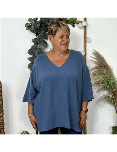 Z125- Pull loose Crop-Top (Gt) 🇮🇹 (bleu indigo)