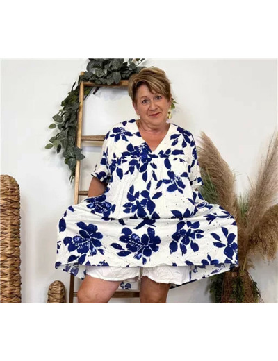 K130- Robe-Short Imprimée (T40-T48) (blanc)