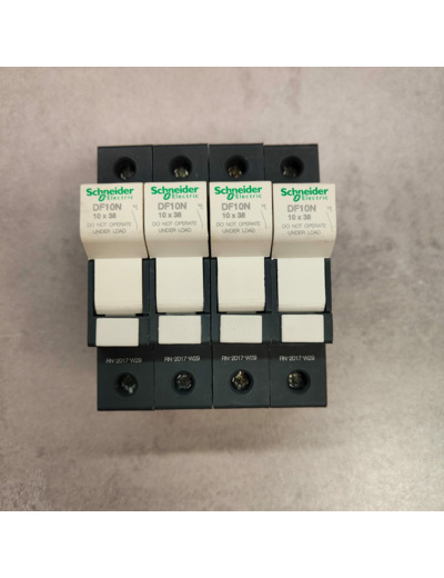 Lot de 4 porte-fusibles neutres Schneider Electric TeSys DF10N – 32 A – 10×38 mm