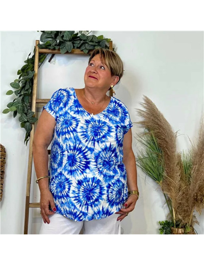 Z751- Top Christy Fleuri (T44-T52) (bleu royal)