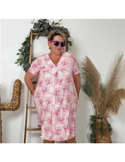 Z329- Robe Christy "Fleurettes" (T44-T52) (fuchsia)