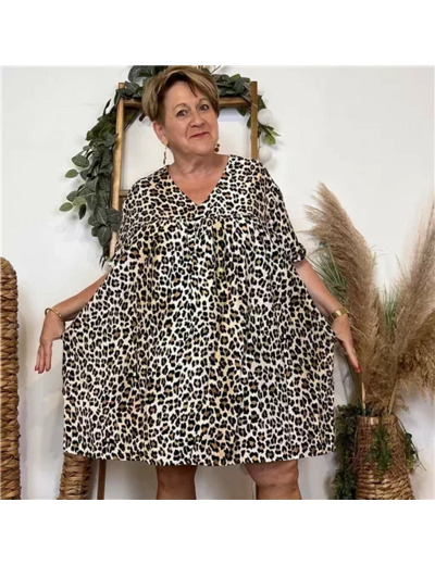 K144- Robe-Short Imprimée (T40-T48) (noir)