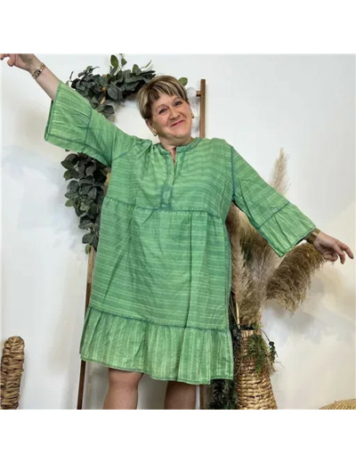 Z319- Robe coton délavé C'Mélodie (vert brésil)