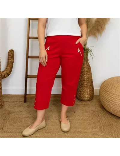 T541- Pantacourt stretch uni JST (T38-T52) (rouge)