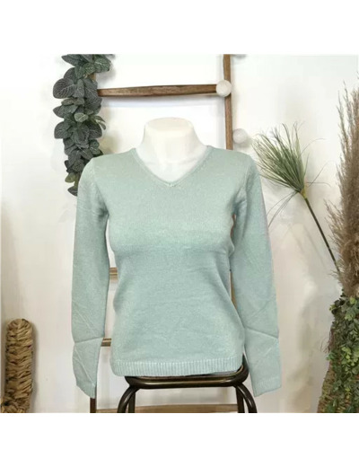 Y248- Pull Laine Cachemire "Tricotonic" (les T36&40) (vert céladon)