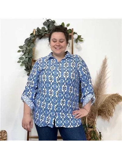 K467- Chemise « Akoz » (T42-T48) (bleu indigo)