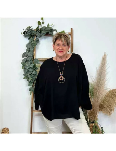 Z328- Tunique unie Collier Curvy (noir)