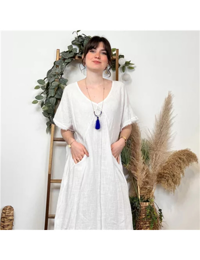 K340- Robe coton délavé (Tu) 🇮🇹 (blanc)