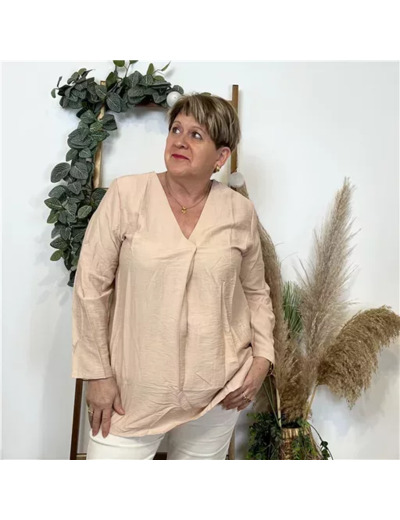 K806- Blouse unie Christy (T44-T52) (beige)