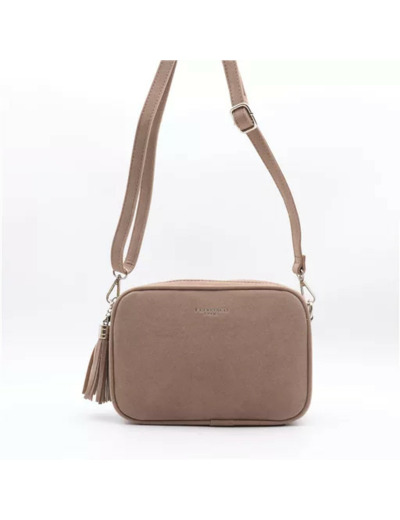 P397- Sac Zippé Pompon aspect Daim Flora & Co (taupe)