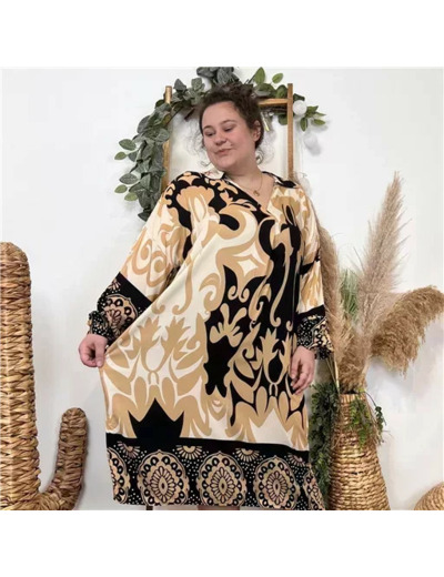 Z378- Robe Fluide imprimée (Gt) (noir)