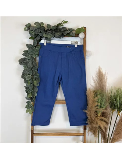 T618- Tregging Court taille haute (T1-T6) (bleu jeans)