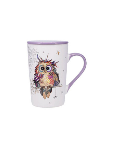 Tisanière en porcelaine - motif chouette des bois