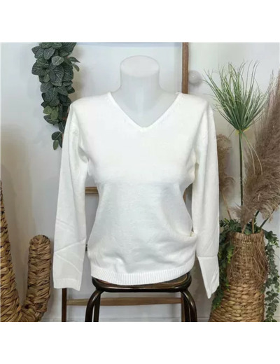 Y249-Tricotonic Col V les T38 & 42 (ecru)