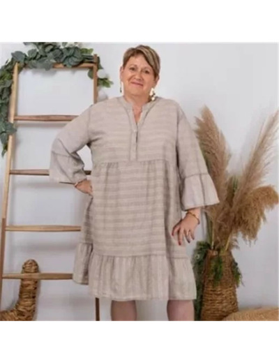Z319- Robe coton délavé C'Mélodie (taupe)