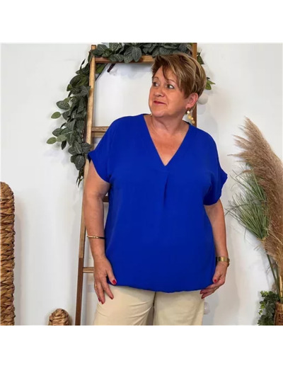 K189- Blouse boule unie (Tu) 🇮🇹 (bleu royal)