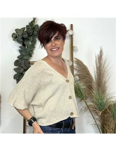 K878- Gilet court  (TU) (beige)