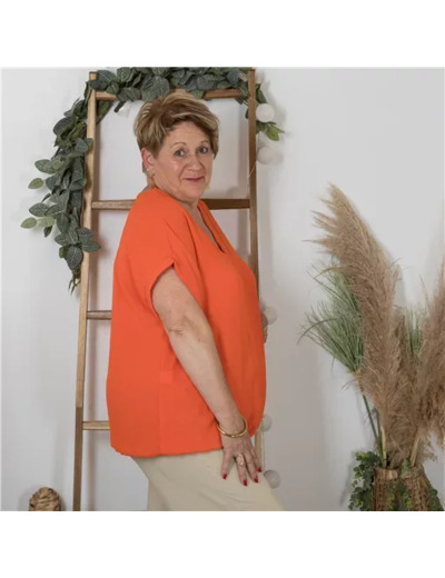 K189- Blouse boule unie (Tu) 🇮🇹 (orange)