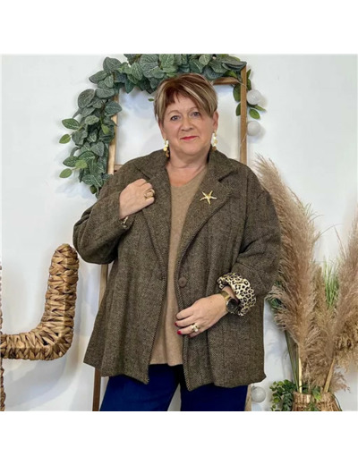 Z082- Veste trapèze Mina Rosa (Tu) (camel)