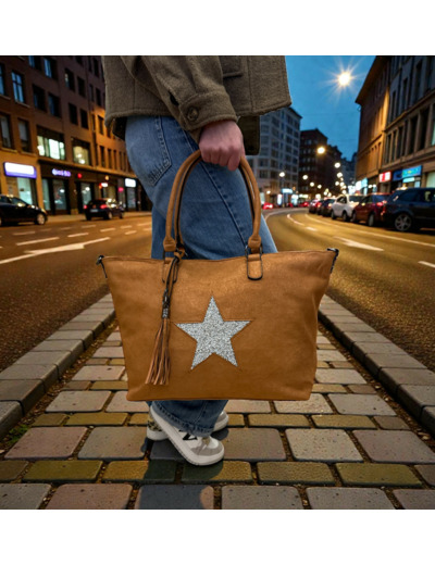 Sac cabas Camel - Stella - mandoline