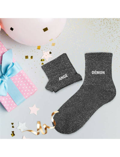Chaussettes duo à paillettes Ange démon