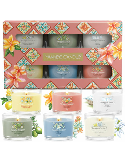 Coffret cadeau de bougies parfumées Yankee Candle | 6 votives en verre | Mélange de cire de soja |      Collection Hello Italy | Cadeaux parfaits pour femmes | 6 unités 6 VOTIVES