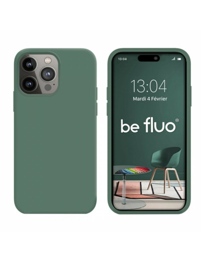 Coque Silicone Moxie BeFluo Fine et Légère pour iPhone 14 Pro, Intérieur Microfibre - Pin vert