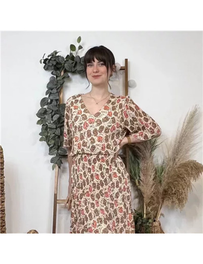 K561- Robe Plissée (TU) 🇮🇹 (beige)