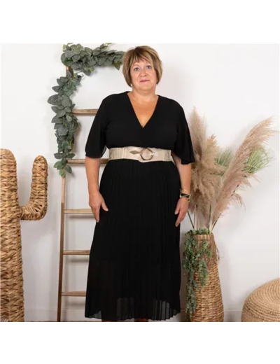 K461- Robe Plissée "Jolies Formes" (Gt) (noir)