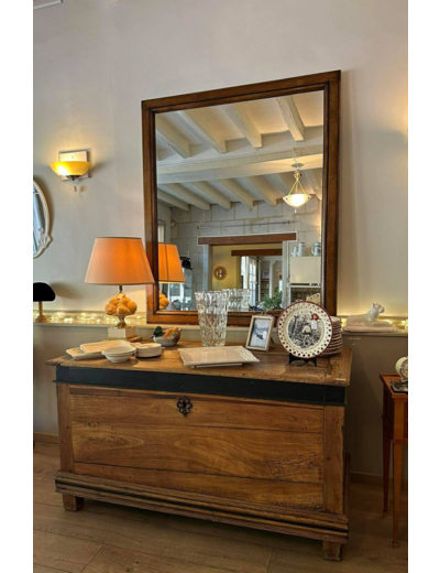 Ancien grand miroir chêne massif